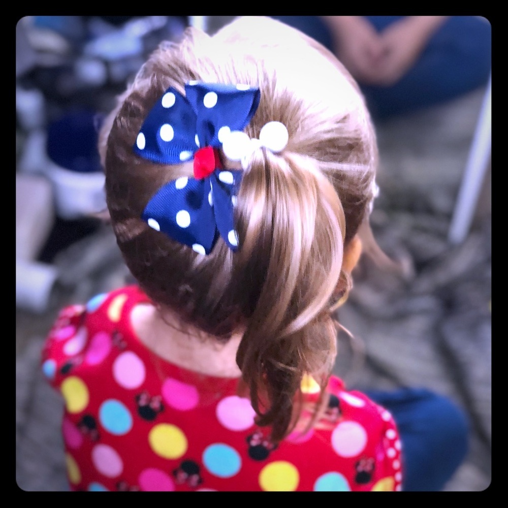 Boutique Handmade Blue with White Polka Dots & Red